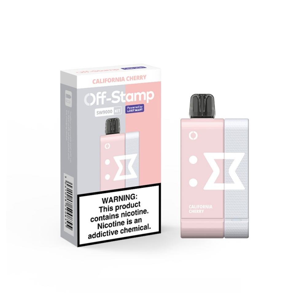 Off Stamp Disposable Kit 9000 Puffs 13mL 50mg | MOQ 5 (Disposable + Power Dock) California Cherry with Packaging 