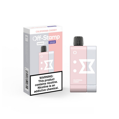 Off Stamp Disposable Kit 9000 Puffs 13mL 50mg | MOQ 5 (Disposable + Power Dock) California Cherry with Packaging 