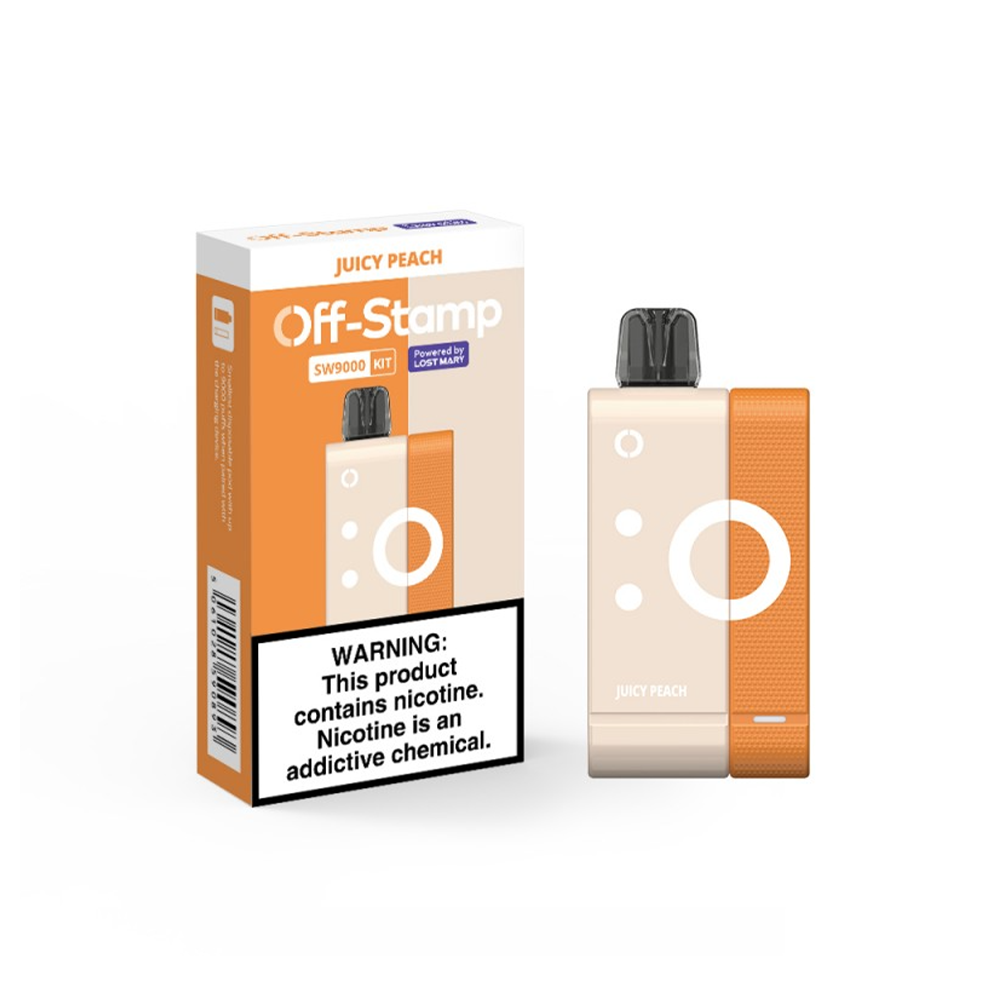 Off Stamp Disposable Kit 9000 Puffs 13mL 50mg | MOQ 5 (Disposable + Power Dock) Juicy Peach with Packaging 