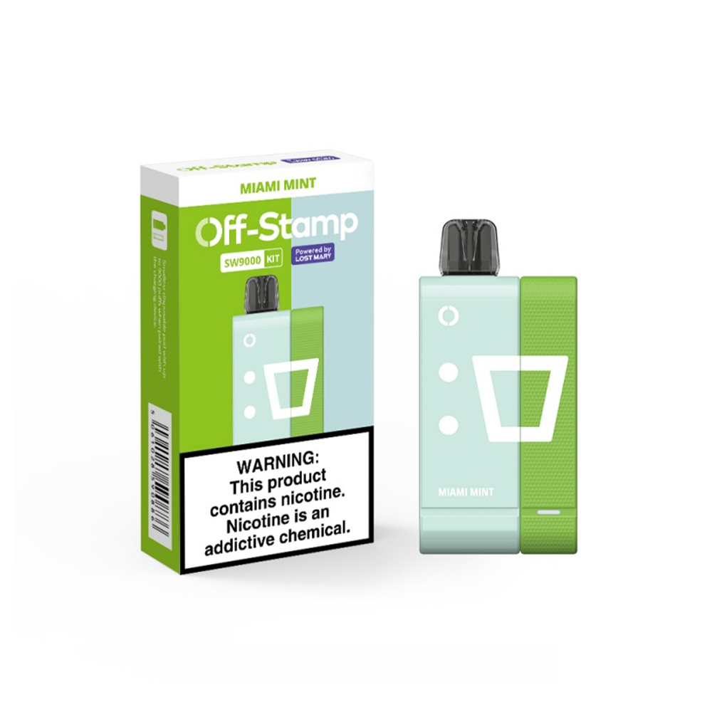 Off Stamp Disposable Kit 9000 Puffs 13mL 50mg | MOQ 5 (Disposable + Power Dock) Miami Mint with Packaging 