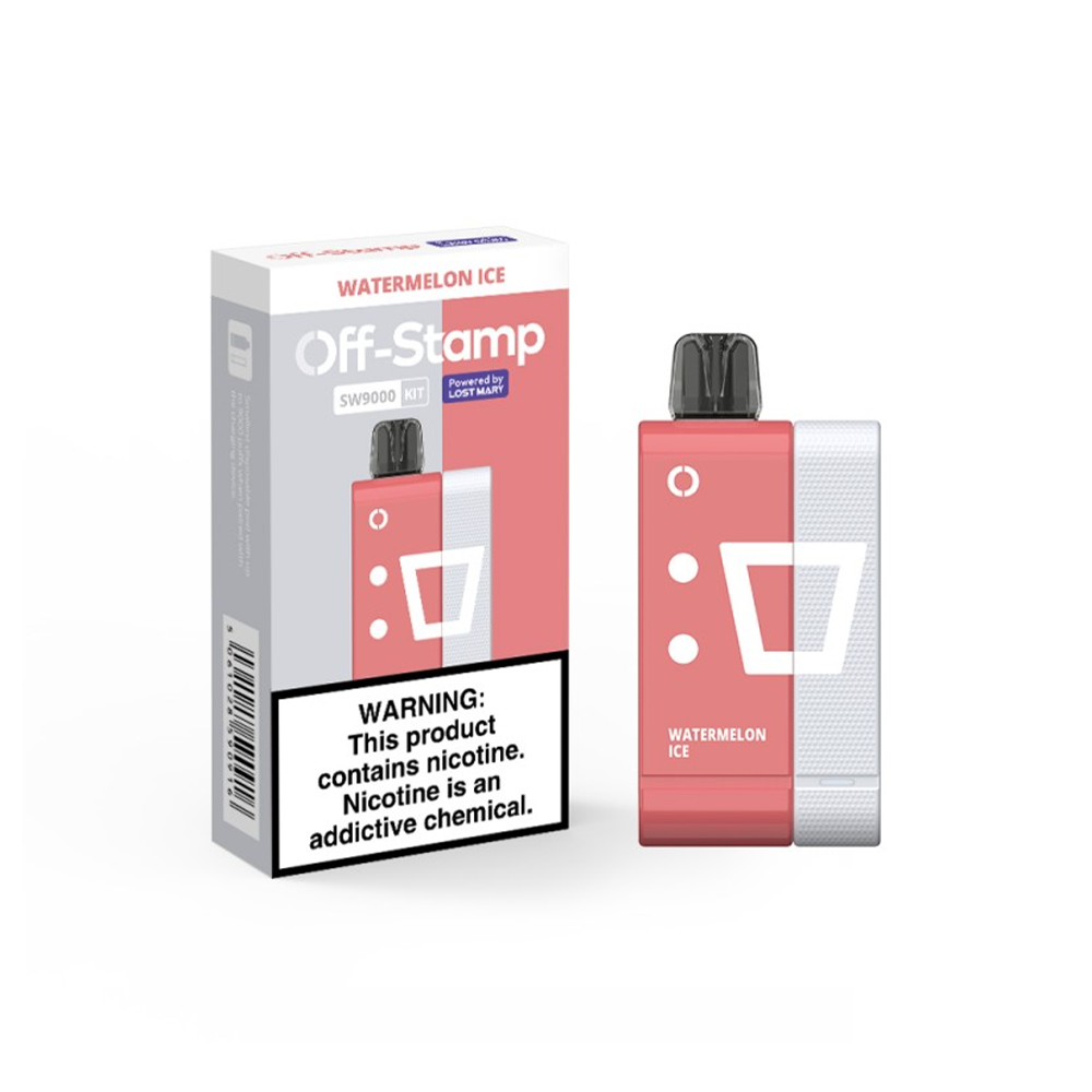 Off Stamp Disposable Kit 9000 Puffs 13mL 50mg | MOQ 5 (Disposable + Power Dock) Watermelon Ice  with Packaging 