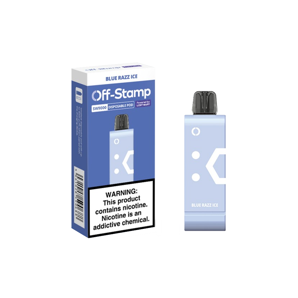 Off Stamp Pod Disposable 9000 Puffs 13mL 50mg | MOQ 10 (Pod Disposable Only) Blue Razz Ice with Packaging