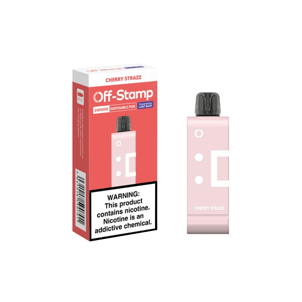 Off Stamp Pod Disposable 9000 Puffs 13mL 50mg | MOQ 10 (Pod Disposable Only) Cherry Strazz with Packaging