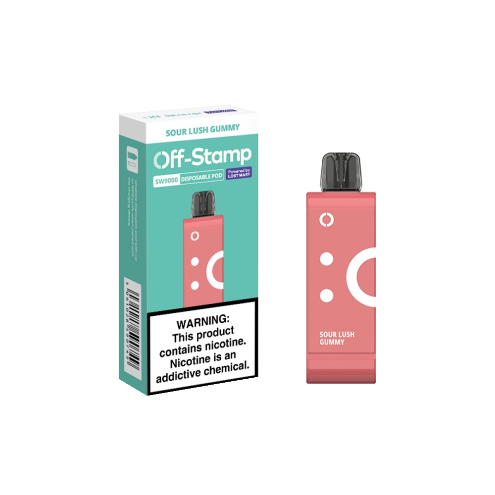 Off Stamp Pod Disposable 9000 Puffs 13mL 50mg | MOQ 10 (Pod Disposable Only) Sour Lush Gummy with Packaging