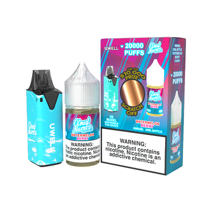 Collab Bundle – Uwell V6 Disposable Device + Daddy’s Vapor 30mL Juice | Color: Blue Flavor: Watermelon Berry Iced