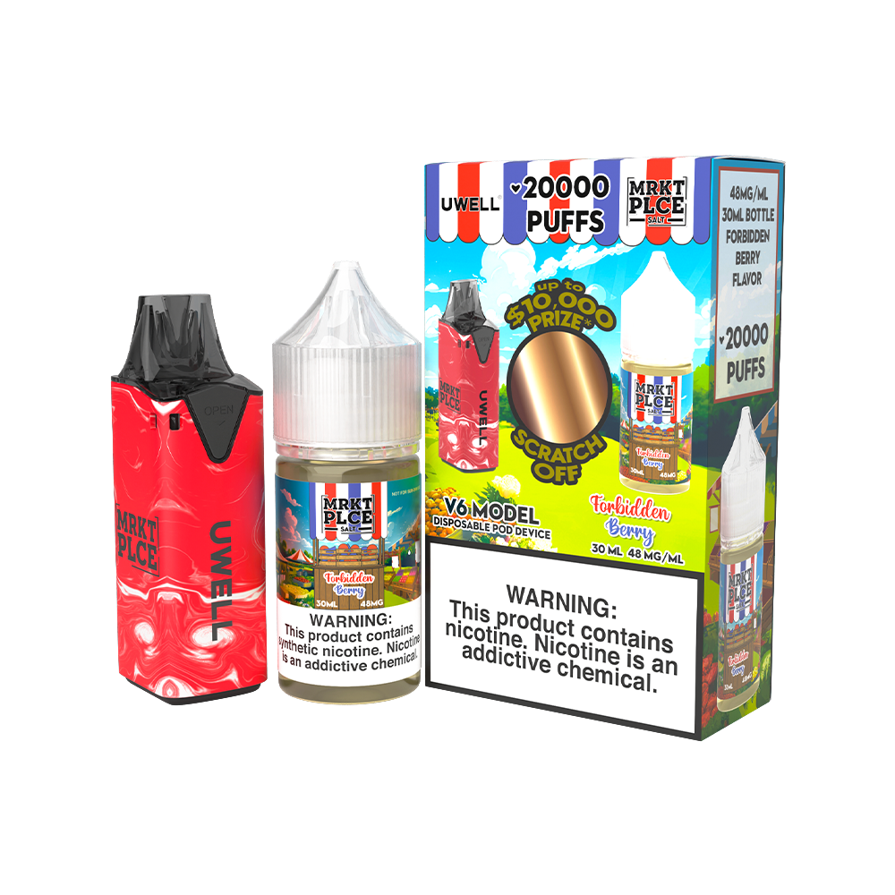 Collab Bundle – Uwell V6 Disposable Device + Daddy’s Vapor 30mL Juice | Color: Red Flavor: Forbidden Berry