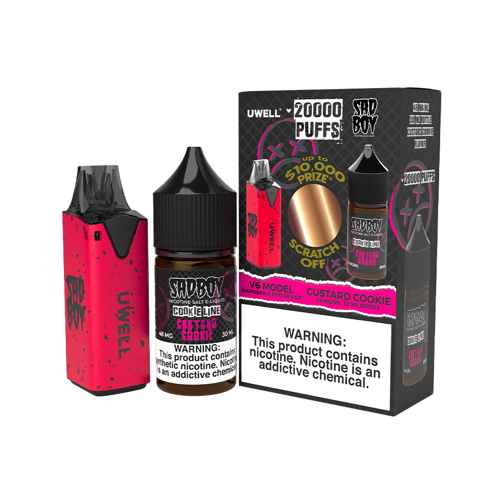 Collab Bundle – Uwell V6 Disposable Device + Daddy’s Vapor 30mL Juice | Color: Red Flavor: Feijoa Pineapple Guava