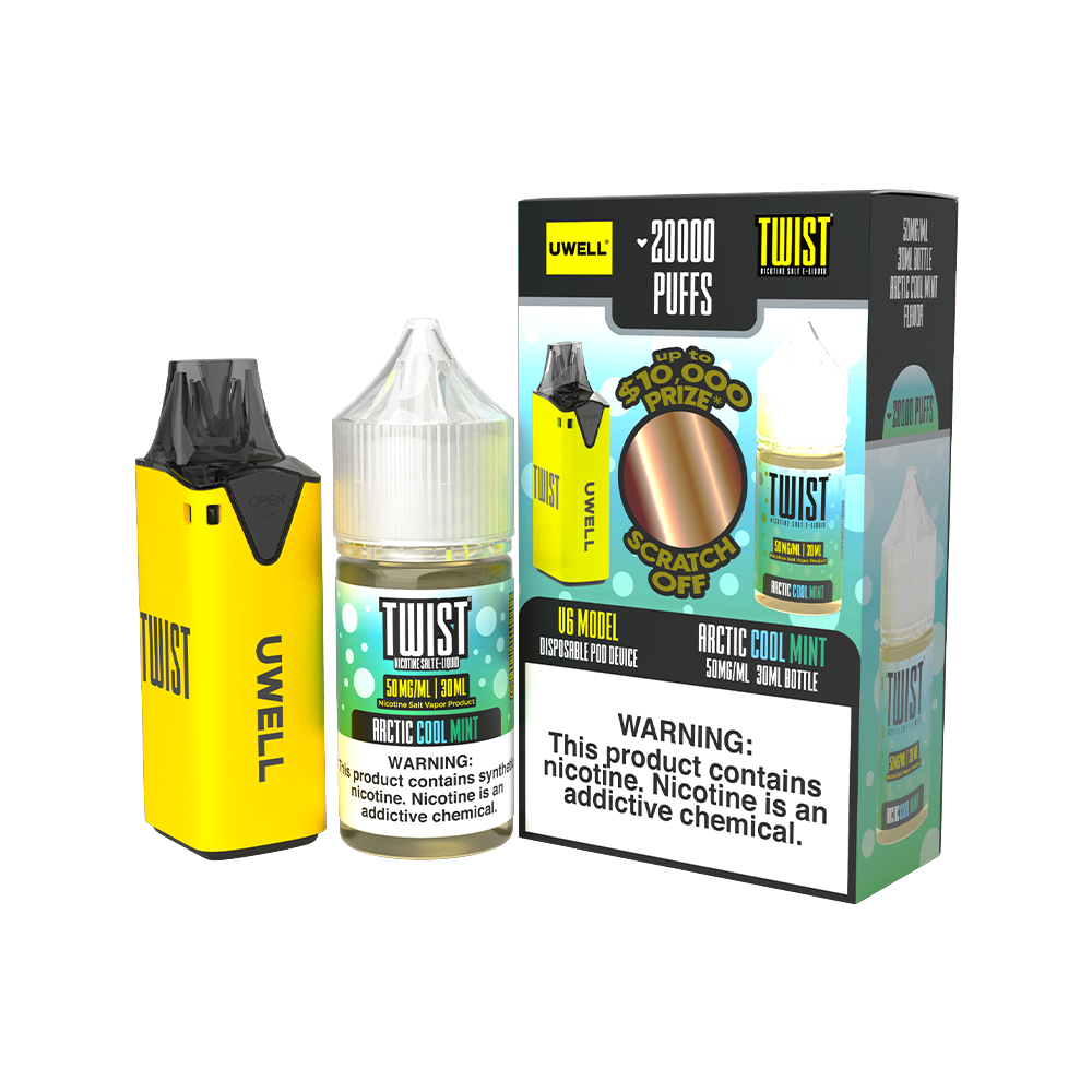 Collab Bundle – Uwell V6 Disposable Device + Daddy’s Vapor 30mL Juice | Color: Yellow Flavor: Arctic Cool Mint