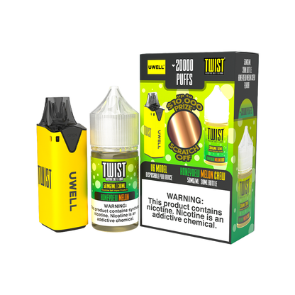 Collab Bundle – Uwell V6 Disposable Device + Daddy’s Vapor 30mL Juice | Color: Yellow Flavor: Honeydew Melon Chew