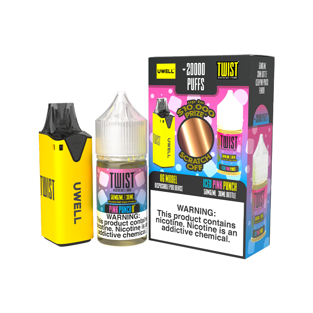 Collab Bundle – Uwell V6 Disposable Device + Daddy’s Vapor 30mL Juice | Color: Yellow Flavor: Iced Pink Punch