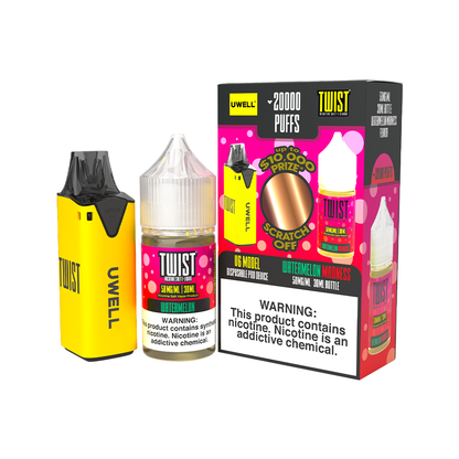 Collab Bundle – Uwell V6 Disposable Device + Daddy’s Vapor 30mL Juice | Color: Yellow Flavor: Watermelon Madness