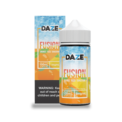 7Daze Fusion Series E-Liquid 100mL (Freebase) Orange Yuzu Tangerine Iced with packaging