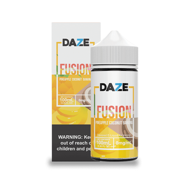 7Daze Fusion Series E-Liquid 100mL (Freebase) Pineapple Coconut Banana with packaging