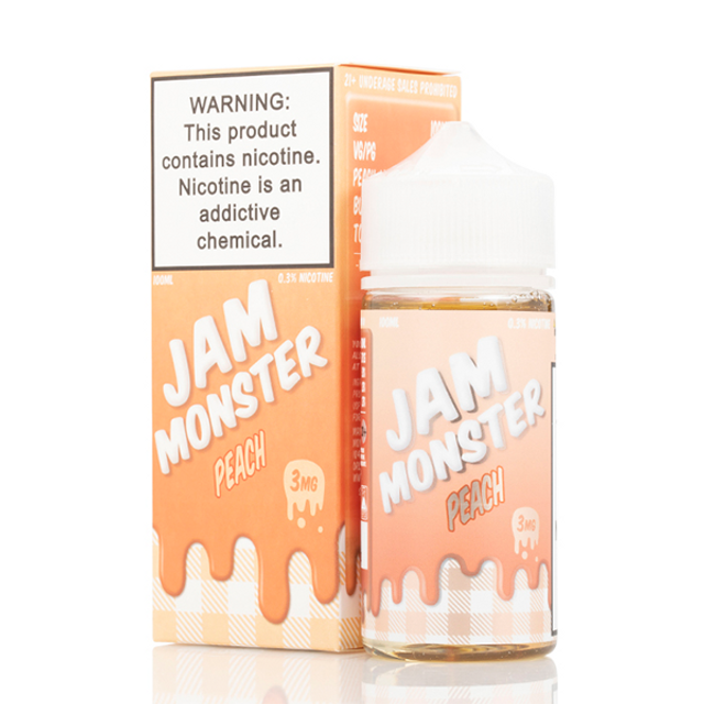 Jam Monster Original Series E-Liquid 100mL (Freebase) Peach with packaging