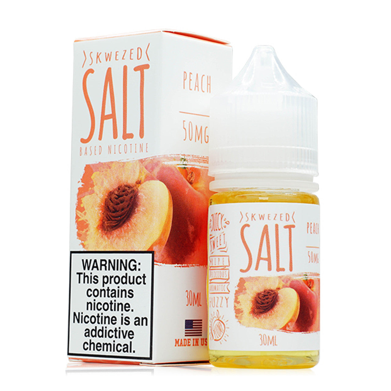 Skwezed Salt Series E-Liquid 30mL (Salt Nic) Peach with Packaging