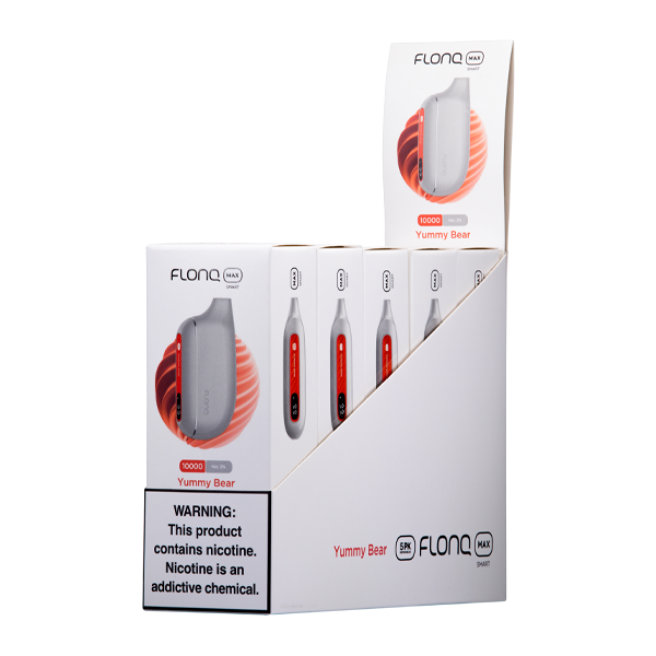 FLONQ Max Smart Disposable 10,000 Puffs 14mL 20MG | MOQ 5 Yummy Bear 5 Packs