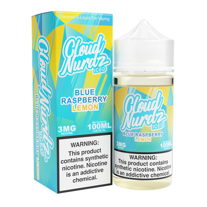 Cloud Nurdz Series E-Liquid 100mL Blue Raspberry Lemon Ice with packaging