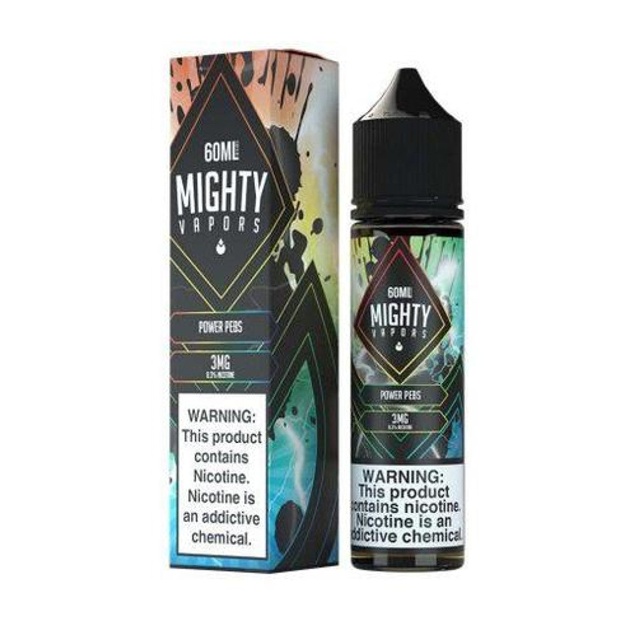 Mighty Vapors Series E-Liquid 60mL Power Pebs with packaging