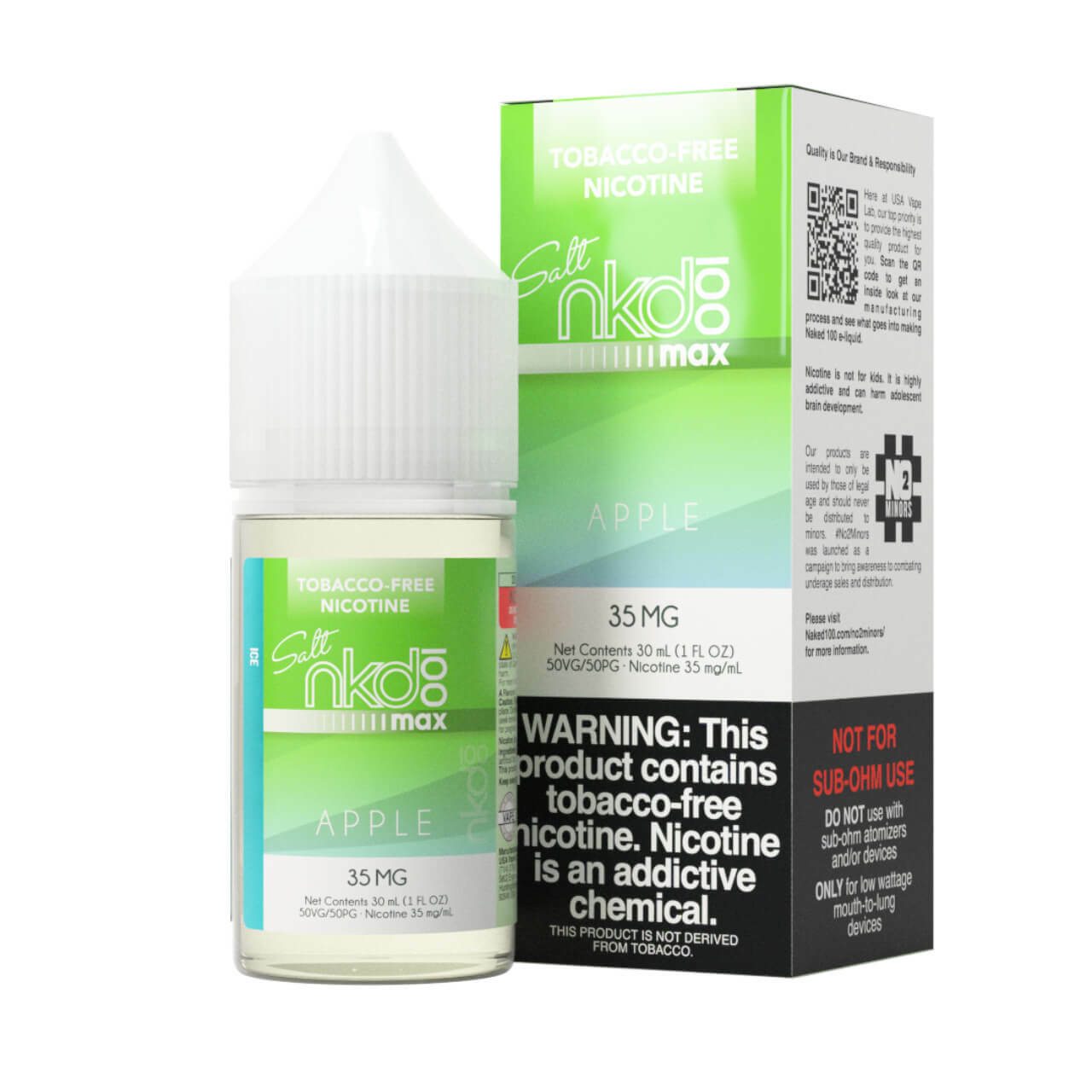 Naked MAX TFN Salt Series E-Liquid 30mL (Salt Nic) Max Apple Ice with Packaging