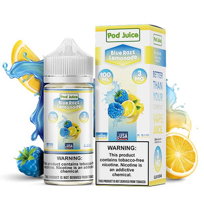 Pod Juice Series E-Liquid 100mL (Freebase) | blue Razz Lemonade with Packaging