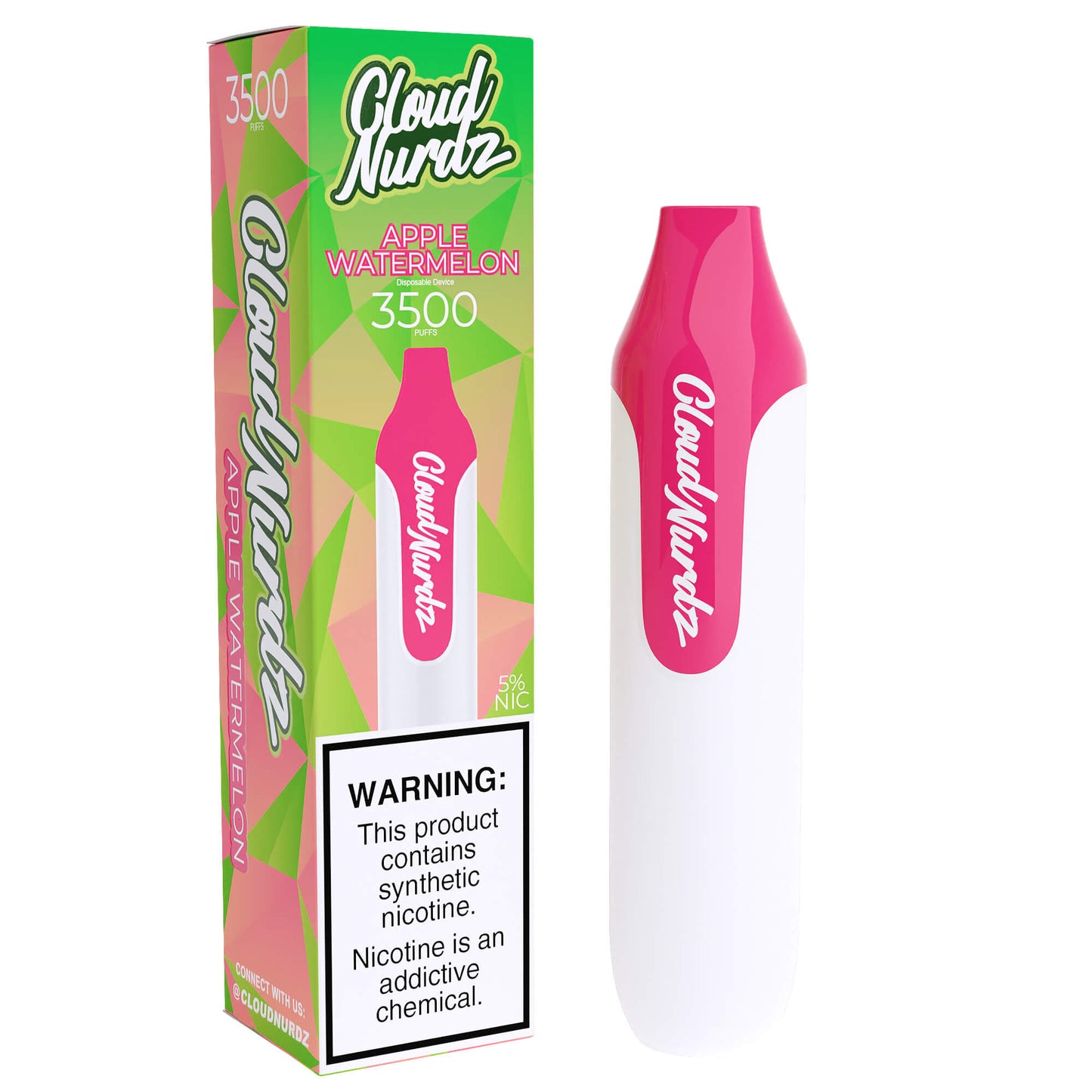 Cloud Nurdz Disposable 3500 Puffs 10mL 50mg | MOQ 10 | Apple Watermelon