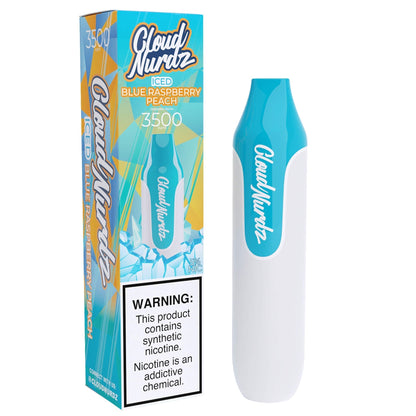 Cloud Nurdz Disposable 3500 Puffs 10mL 50mg | MOQ 10 | Blue Raspberry Peach  ICED