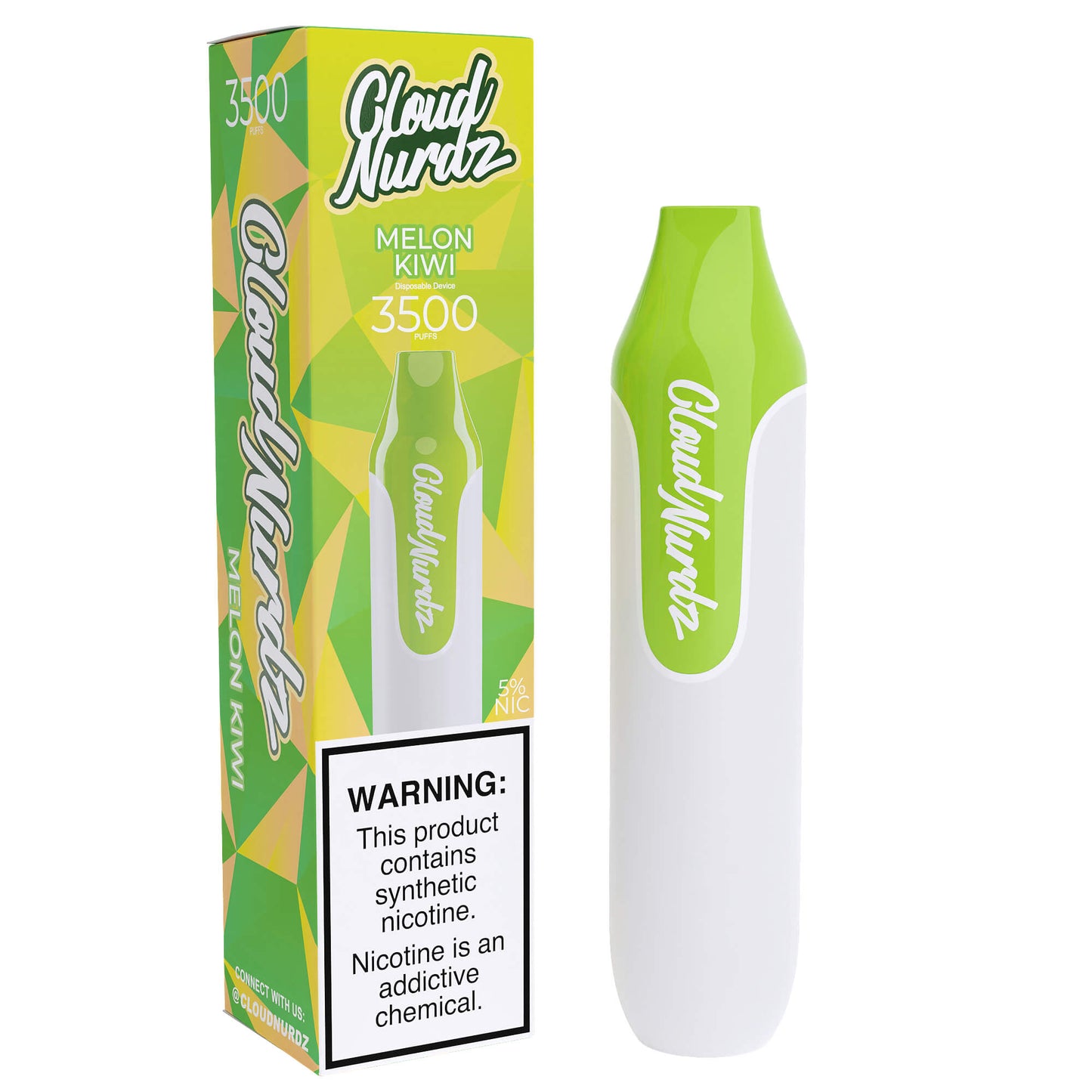 Cloud Nurdz Disposable 3500 Puffs 10mL 50mg | MOQ 10 | Melon Kiwi