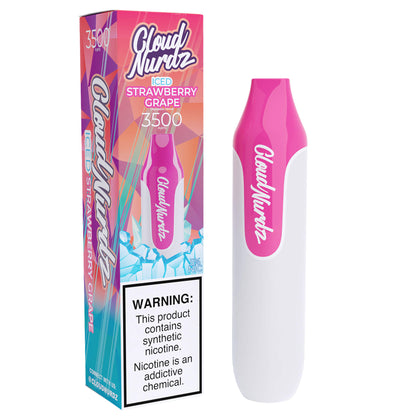 Cloud Nurdz Disposable 3500 Puffs 10mL 50mg | MOQ 10 | Strawberry Grape  ICED