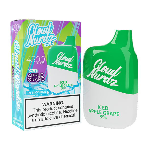 Cloud Nurdz Disposable 4500 Puffs 12mL 50mg | MOQ 10 Iced Apple Grape with Packaging