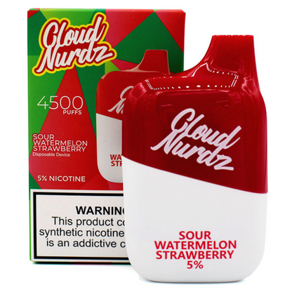 Cloud Nurdz Disposable 4500 Puffs 12mL 50mg | MOQ 10 Sour Watermelon Strawberry  with Packaging