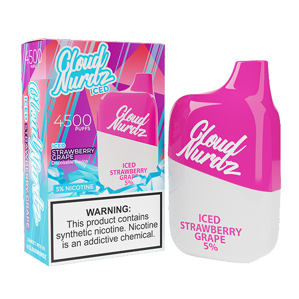 Cloud Nurdz Disposable 4500 Puffs 12mL 50mg | MOQ 10 Iced Strawberry Grapewith Packaging