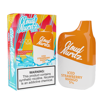 Cloud Nurdz Disposable 4500 Puffs 12mL 50mg | MOQ 10 Iced Strawberry Mango with Packaging