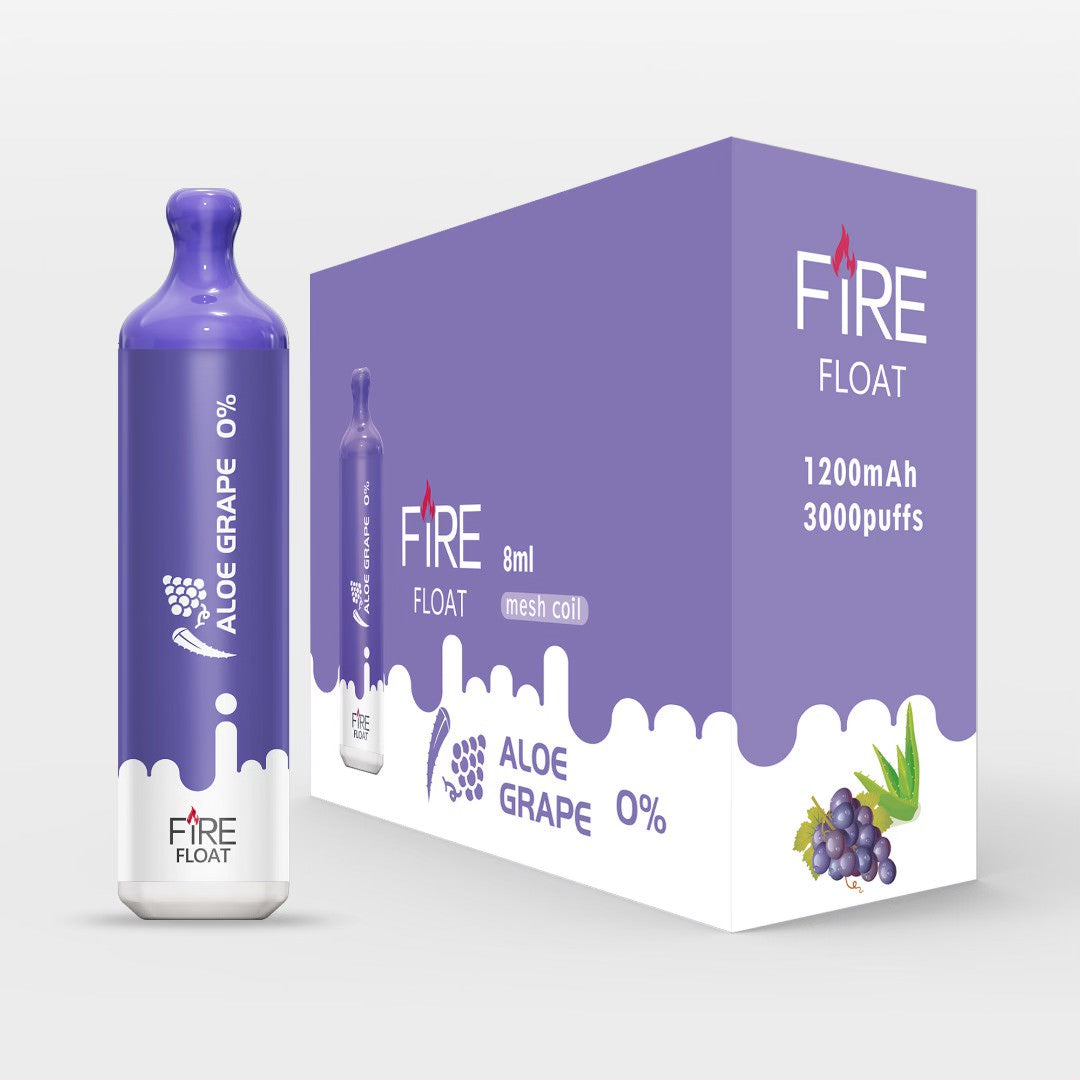 Fire Float Zero Disposable 3000 Puffs 8mL 00mg | MOQ 10 | Aloe Grape with Packaging