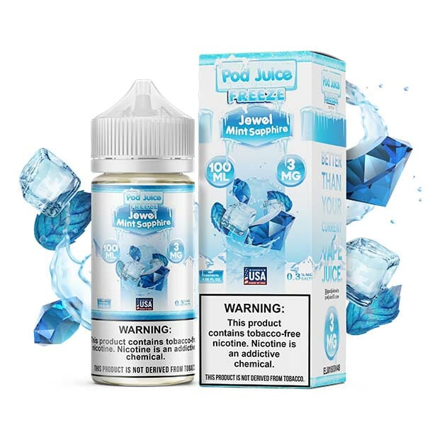 Pod Juice Series E-Liquid 100mL (Freebase) | Jewel Mint Sapphire Freeze with Packaging