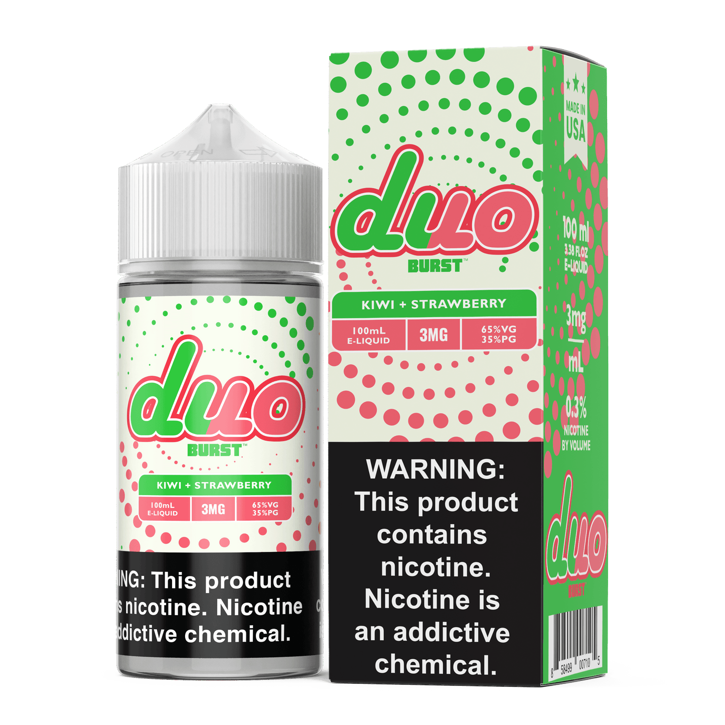 Burst Duo Series E-Liquid 100mL Freebase | Kiwi Strawberry with packaging