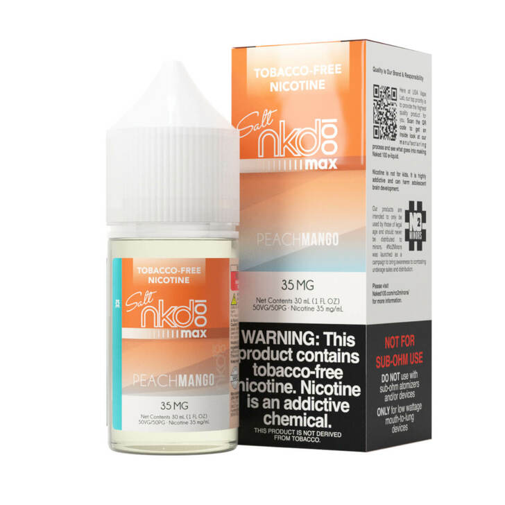 Naked MAX TFN Salt Series E-Liquid 30mL (Salt Nic) Max Peach Mango Ice with Packaging