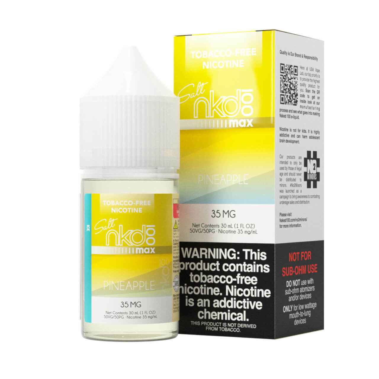 Naked MAX TFN Salt Series E-Liquid 30mL (Salt Nic) Max Pineapple Ice with Packaging