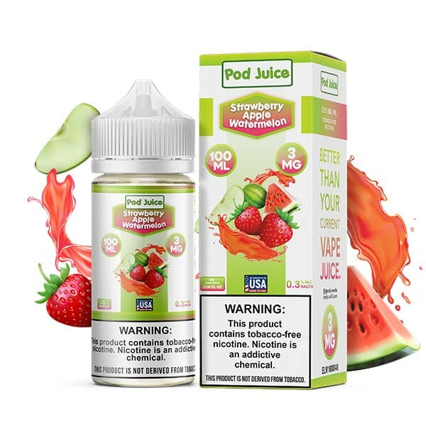 Pod Juice Series E-Liquid 100mL (Freebase) | Strawberry Apple Watermelon with Packaging