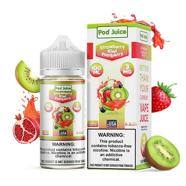 Pod Juice Series E-Liquid 100mL (Freebase) | Strawberry kiwi Pomberry with Packaging