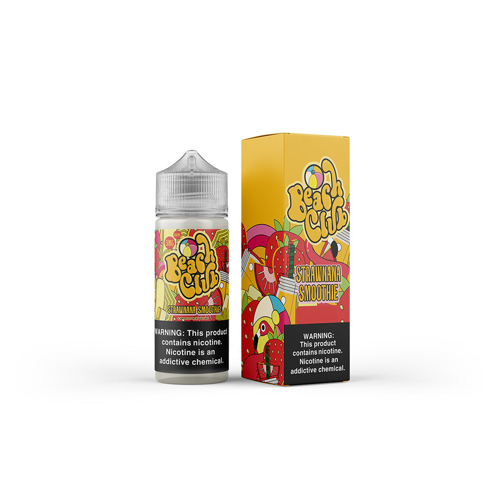 Beach Club E-Liquid 100mL (Freebase) | Strawnana Smoothie with Packaging