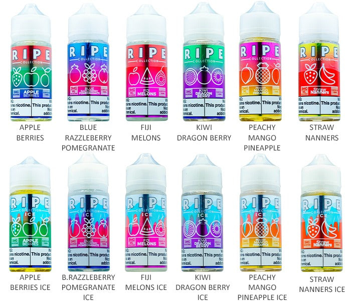 Vape 100 Ripe Series E-Liquid 100mL (Freebase) | Group Photo