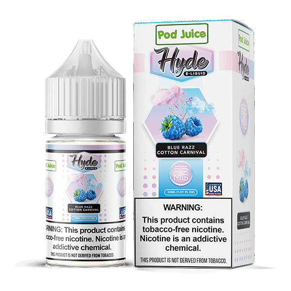 Pod Juice Hyde Salt Series E-Liquid 30mL (Salt Nic) | Blue Razz Cotton Carnival with packaging