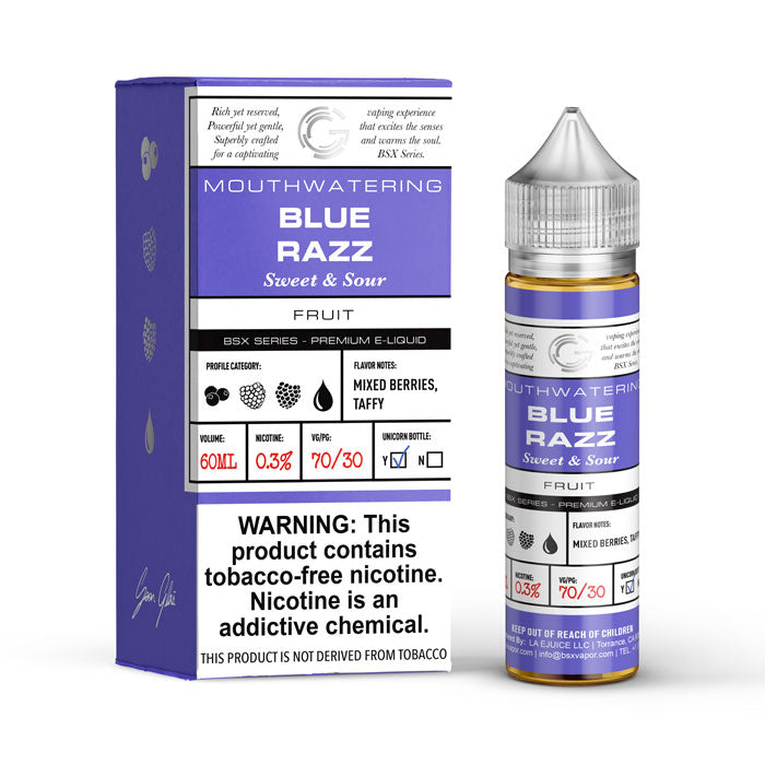 GLAS BSX TFN Series E-Liquid 0mg | 60mL (Freebase) Blue Razz with Packaging