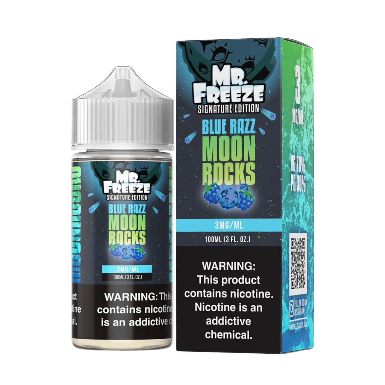 Mr. Freeze TFN Series E-Liquid 100mL (Freebase) | Blue Razz Moon Rocks with packaging