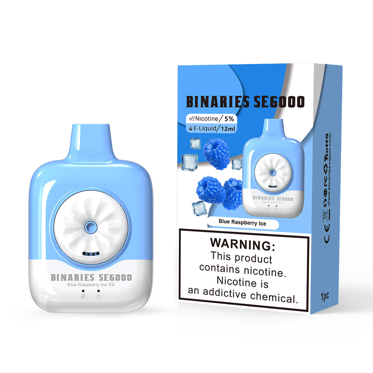 HorizonTech Binaries Cabin Disposable SE 6000 Puffs 12mL 50mg | MOQ 10 Blue Raspberry Ice with Packaging