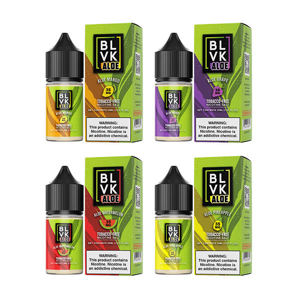 BLVK ALOE TFN Salt Series E-Liquid 30mL (Salt Nic) | Group Photo with packaging