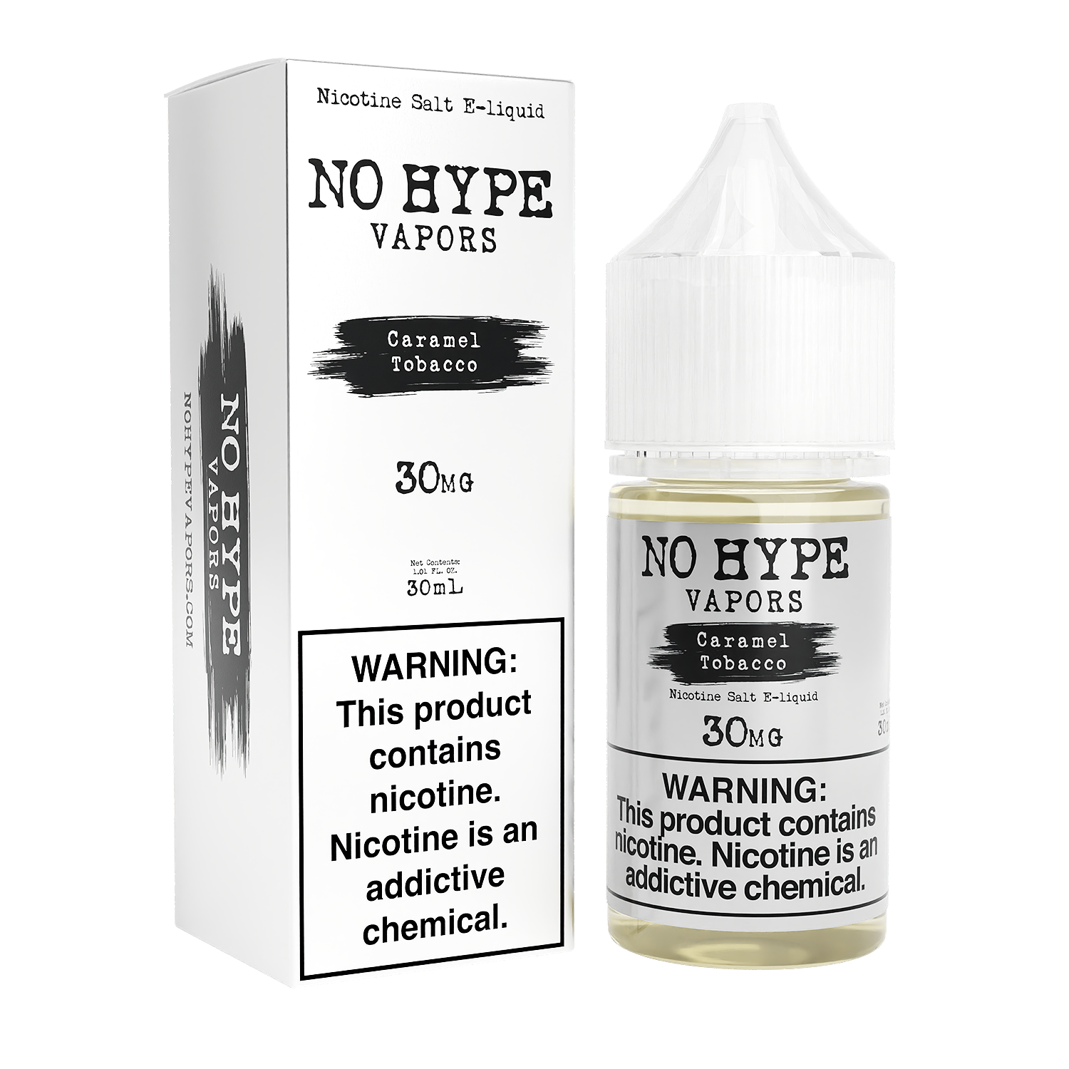 No Hype E-Liquid 30mL Salt Nic | Caramel Tobacco with Packaging