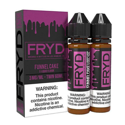 FRYD Series E-Liquid 2x-60mL Bottles (Freebase) Funnel Cake with packaging