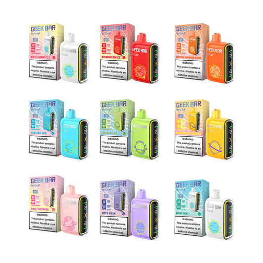 Geek Bar Pulse Disposable 15000 Puffs 16mL 50mg | MOQ 5 Group Photo with Packaging