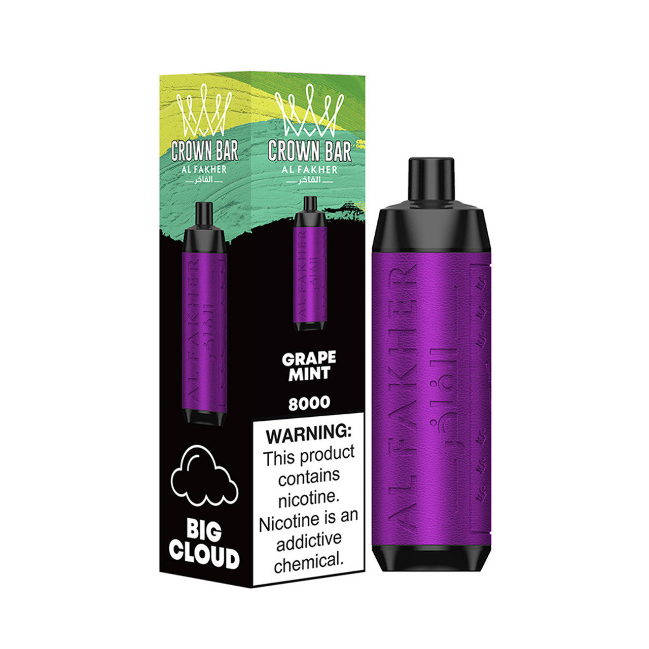 Grape MInt Crown Bar AF8000 Disposable 8000 Puffs 18mL 50mg with Packaging 